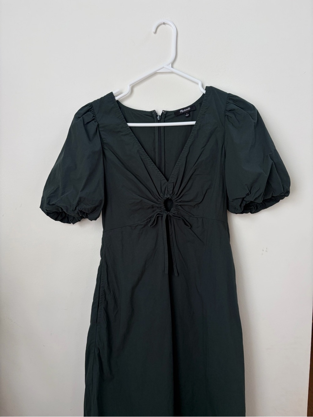 MADEWELL $191 POPLIN CUTOUT PUFF SLEEVE MIDI - Picture 3 of 8